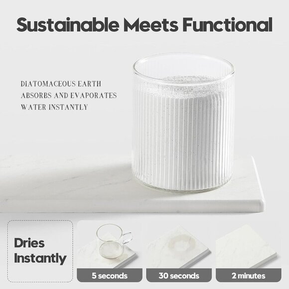 2PCS Diatomite Marble Stone Drying Mat for Kitchen Counter, Water Absorbing Soap - Picture 6 of 8